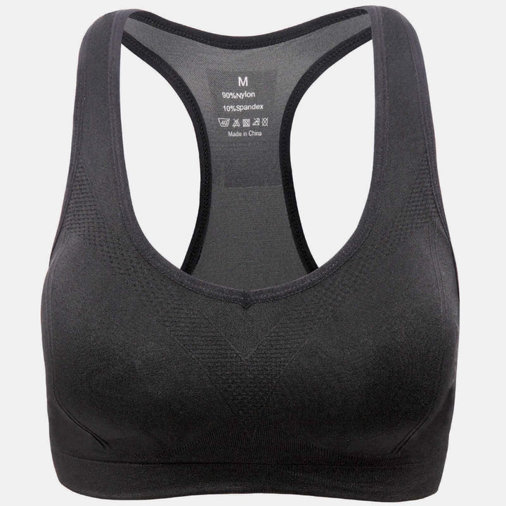 La Vittoria Racerback Athletic Sports Bra Removable Cups Nylon Spandex Black M Image 12