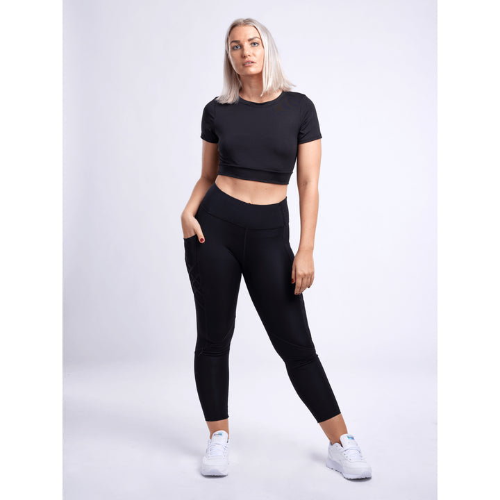 High-Waisted Criss-Cross Training Leggings with Hip Pockets Image 4