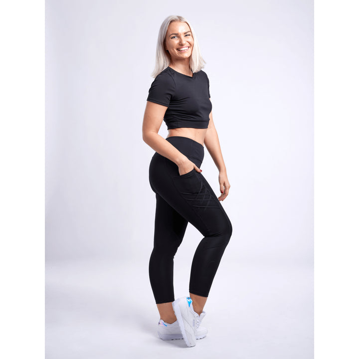 High-Waisted Criss-Cross Training Leggings with Hip Pockets Image 6