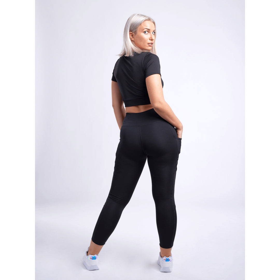High-Waisted Criss-Cross Training Leggings with Hip Pockets Image 7