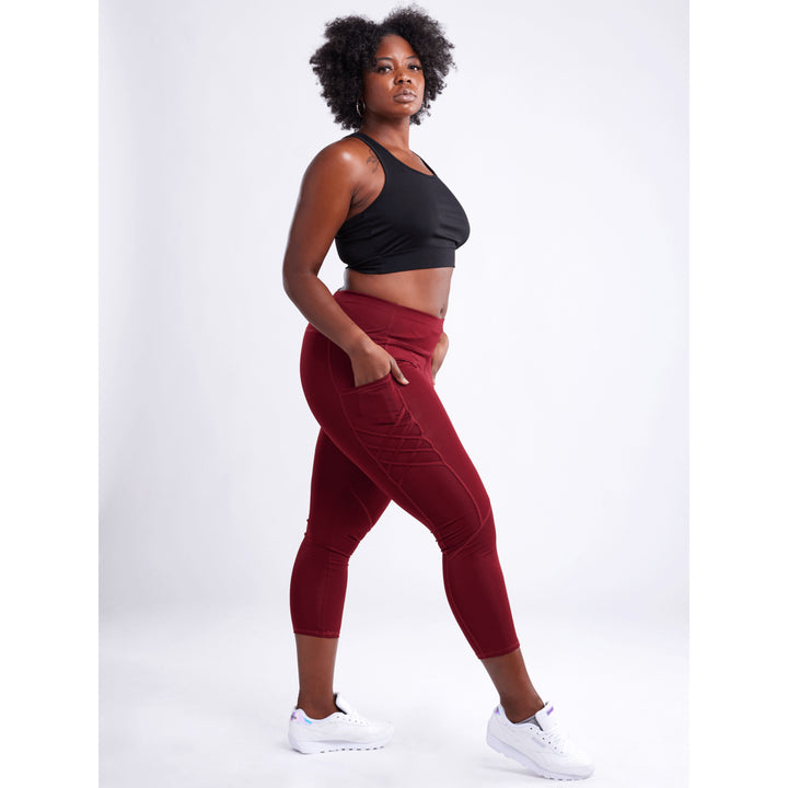 High-Waisted Criss-Cross Training Leggings with Hip Pockets Image 8