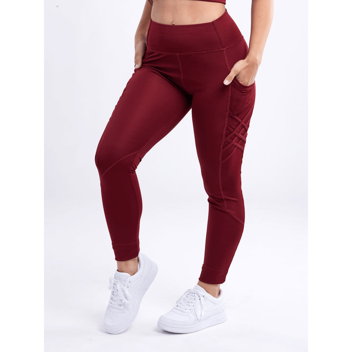 High-Waisted Criss-Cross Training Leggings with Hip Pockets Image 9