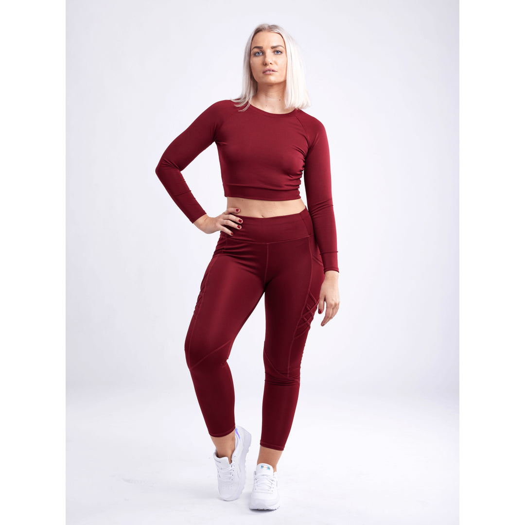 High-Waisted Criss-Cross Training Leggings with Hip Pockets Image 12