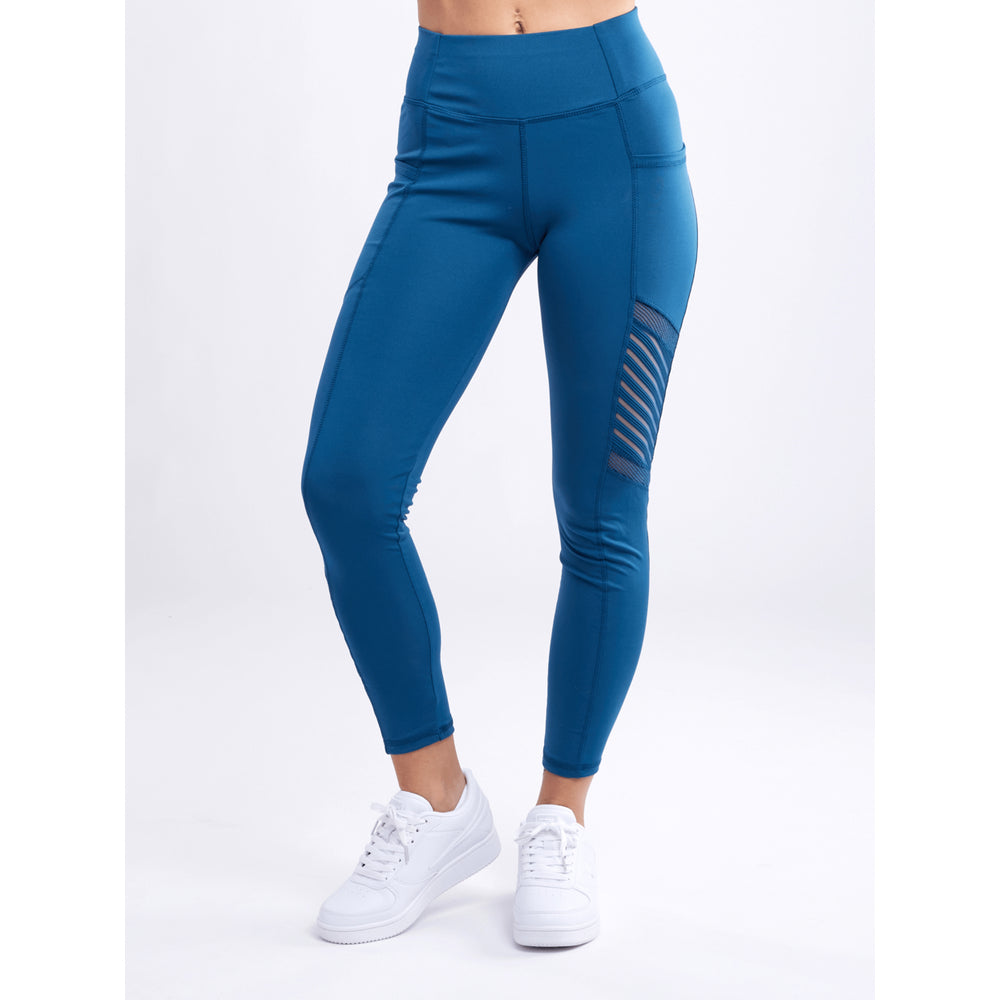 High-Waisted Pilates Leggings with Side Pockets and Mesh Panels Image 2