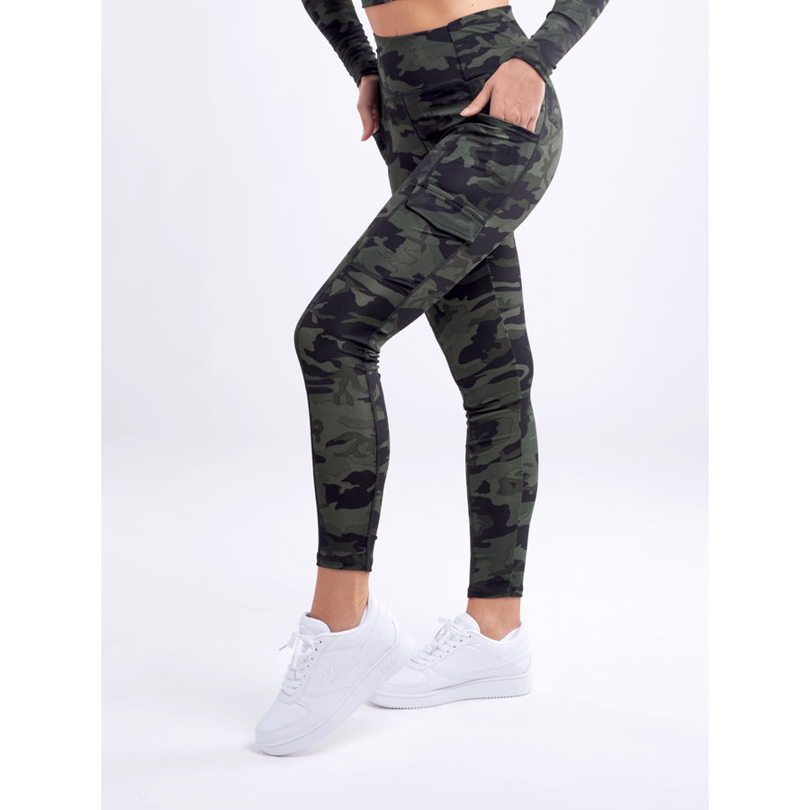 High-Waisted Leggings with Side Cargo Pockets Image 1