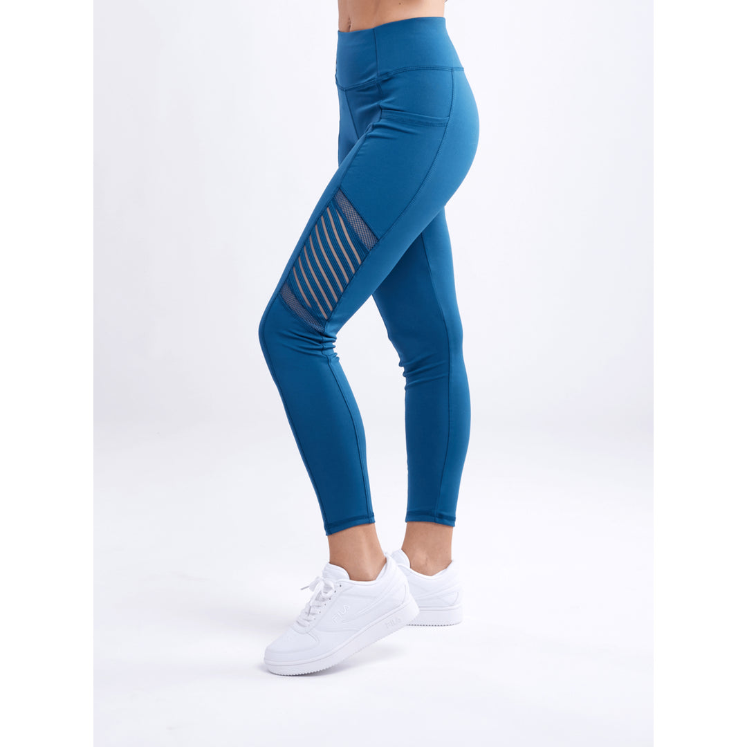 High-Waisted Pilates Leggings with Side Pockets and Mesh Panels Image 6