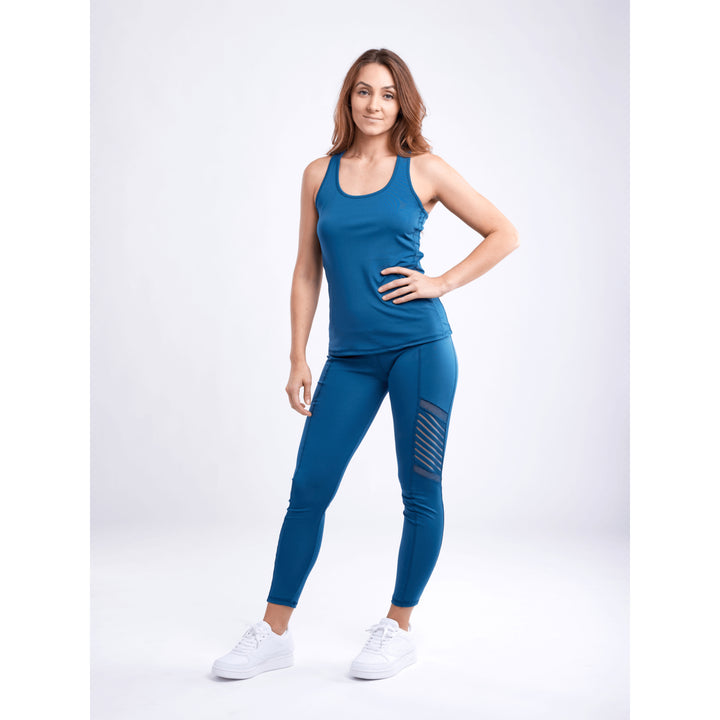 High-Waisted Pilates Leggings with Side Pockets and Mesh Panels Image 8