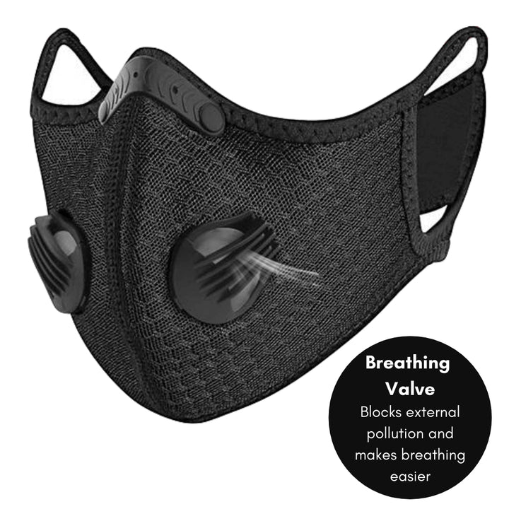 Performance Sports Face Mask with Activated Carbon Filter and Breathing Valves Image 9