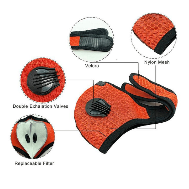 Performance Sports Face Mask with Activated Carbon Filter and Breathing Valves Image 11