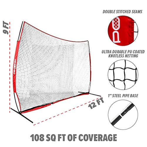 PowerNet 12x9 Ft Sports Barrier Net for Player and Property Protection (1021) Image 4