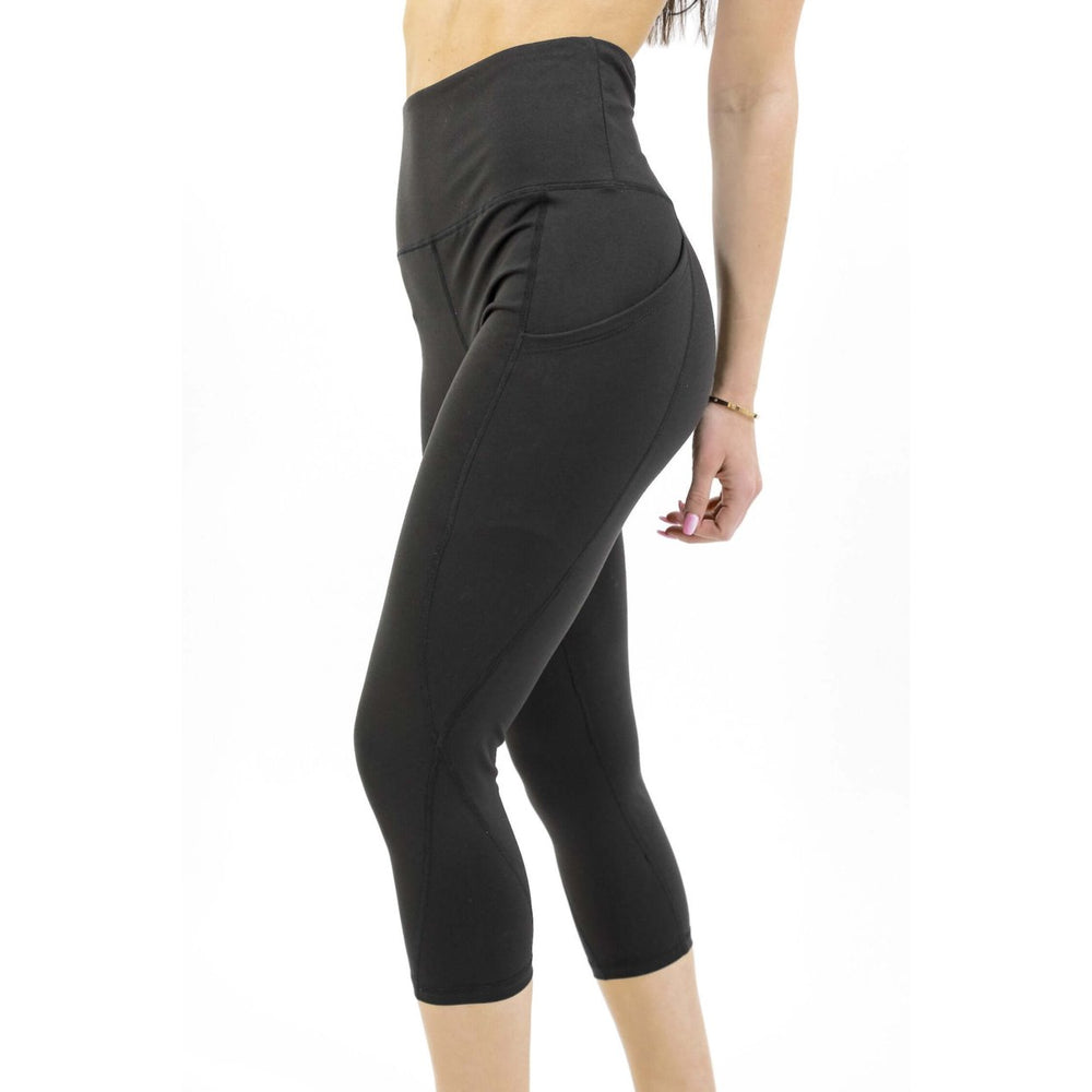 Seajoy High-Waisted Capri Leggings Women Athletic Pants with Hip Pockets Size S Image 2