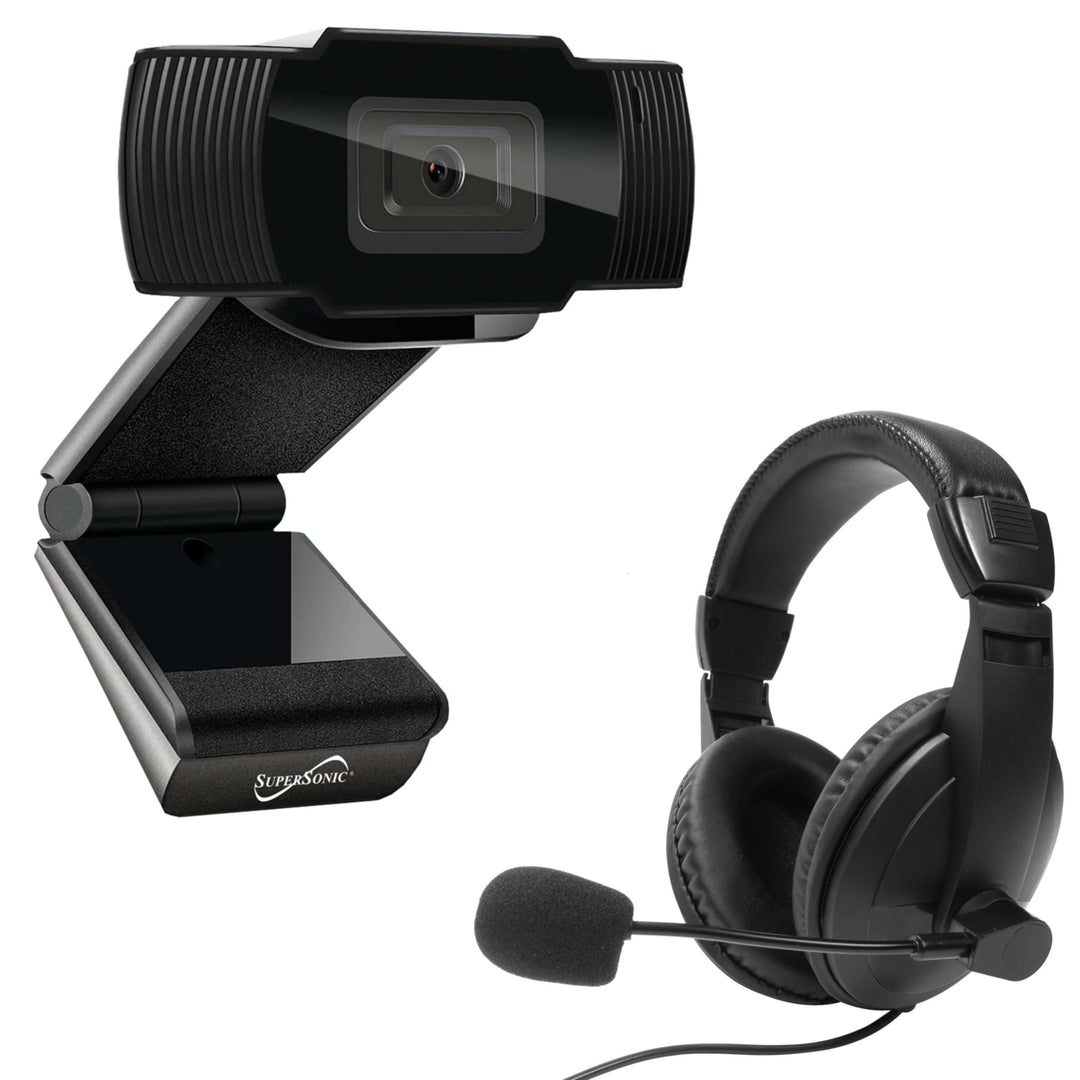 Pro-HD Video Conference Kit Webcam 1080P HD Stereo Headset Adjustable Microphone Image 1