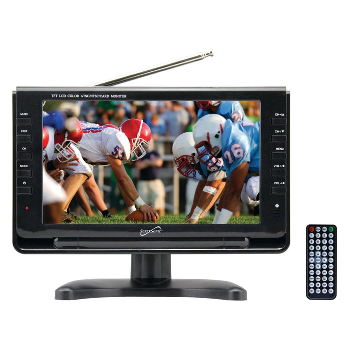 Supersonic 9" Portable Digital LCD TV with USB and SD Inputs 12 Volt AC/DC Compatible for RVs (SC-499) Image 1