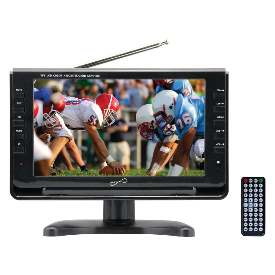 Supersonic 9" Portable Digital LCD TV with USB and SD Inputs12 Volt AC/DC Compatible for RVs (SC-499) Image 1