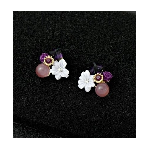 Advanced sweet beauty flower temperament girl Earrings 925 silver needle Image 2