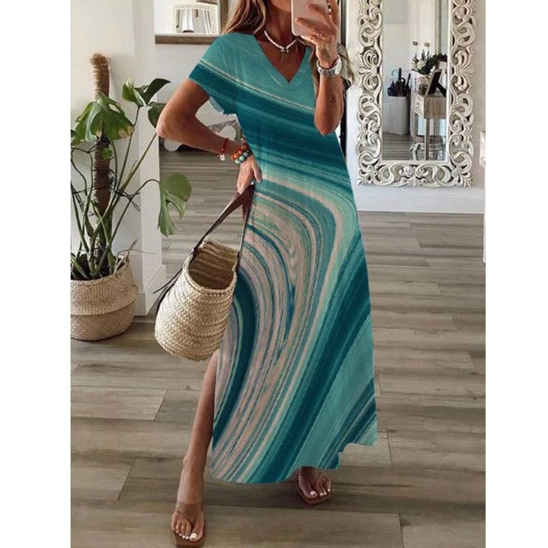 V Neck Ombre Vacation Maxi Dresses Image 3