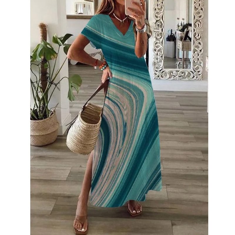 V Neck Ombre Vacation Maxi Dresses Image 1