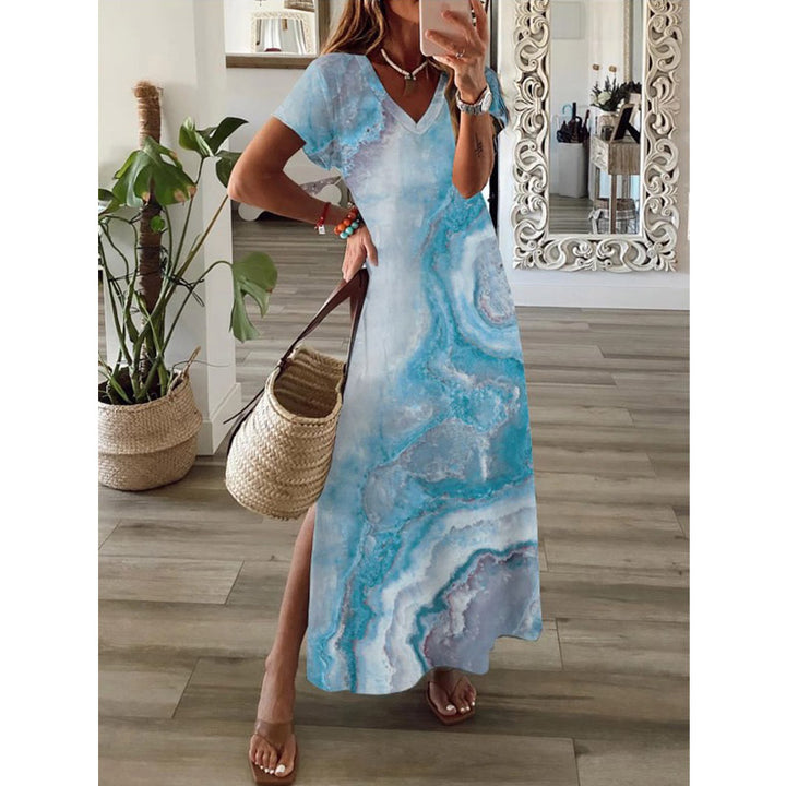 V Neck Ombre Vacation Maxi Dresses Image 4