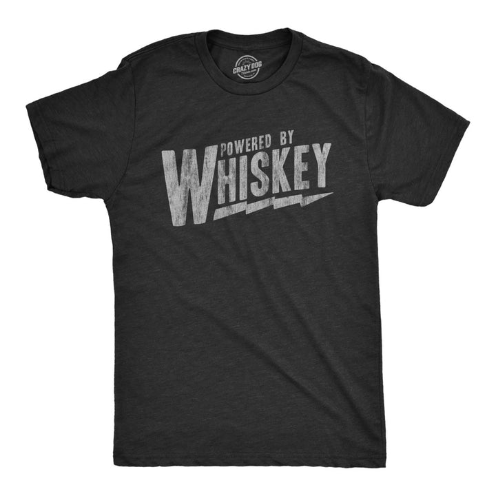 Mens Powered By Whiskey T Shirt Funny Sarcastic Drinking Vintage Retro Graphic Tee Image 1