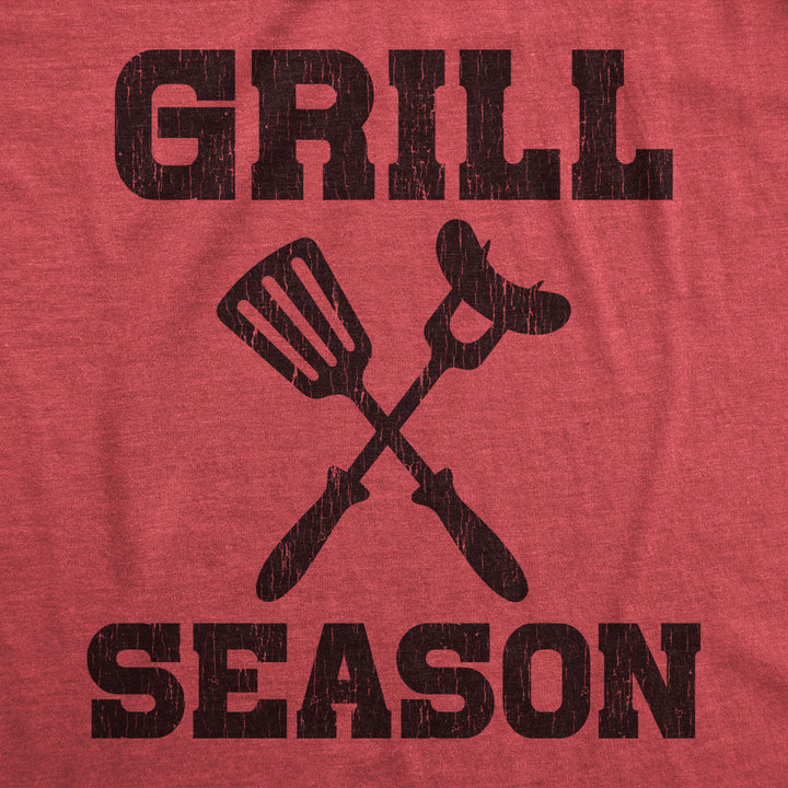 Mens Grill Season T Shirt Funny Outdoor Barbeque Lovers Graphic Novelty Tee For Guys Image 2