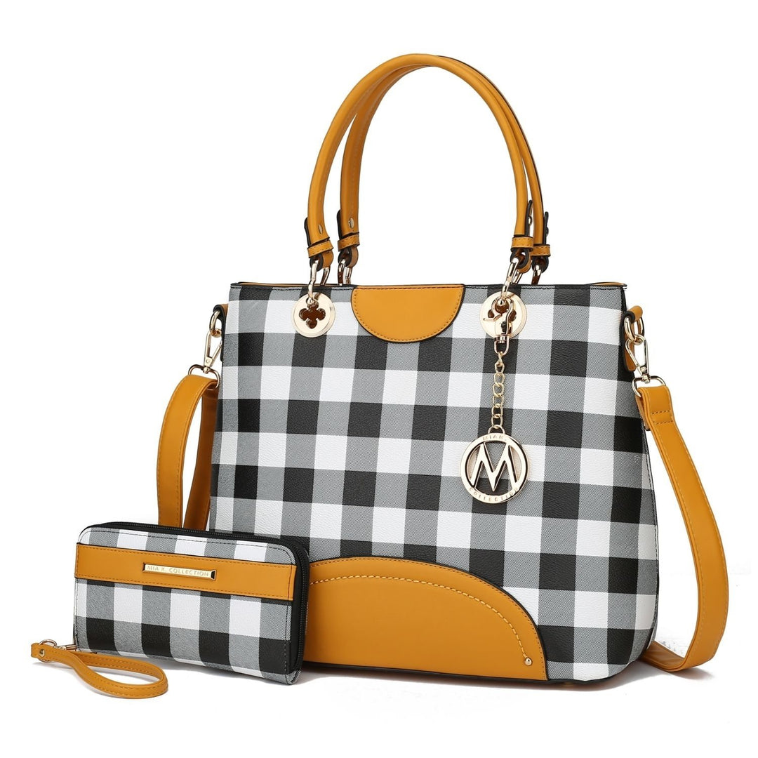 Gabriella Checkers Tote Multi-Functional Shoulder Bag Handbag Crossbody with Wallet by Mia K. Image 4