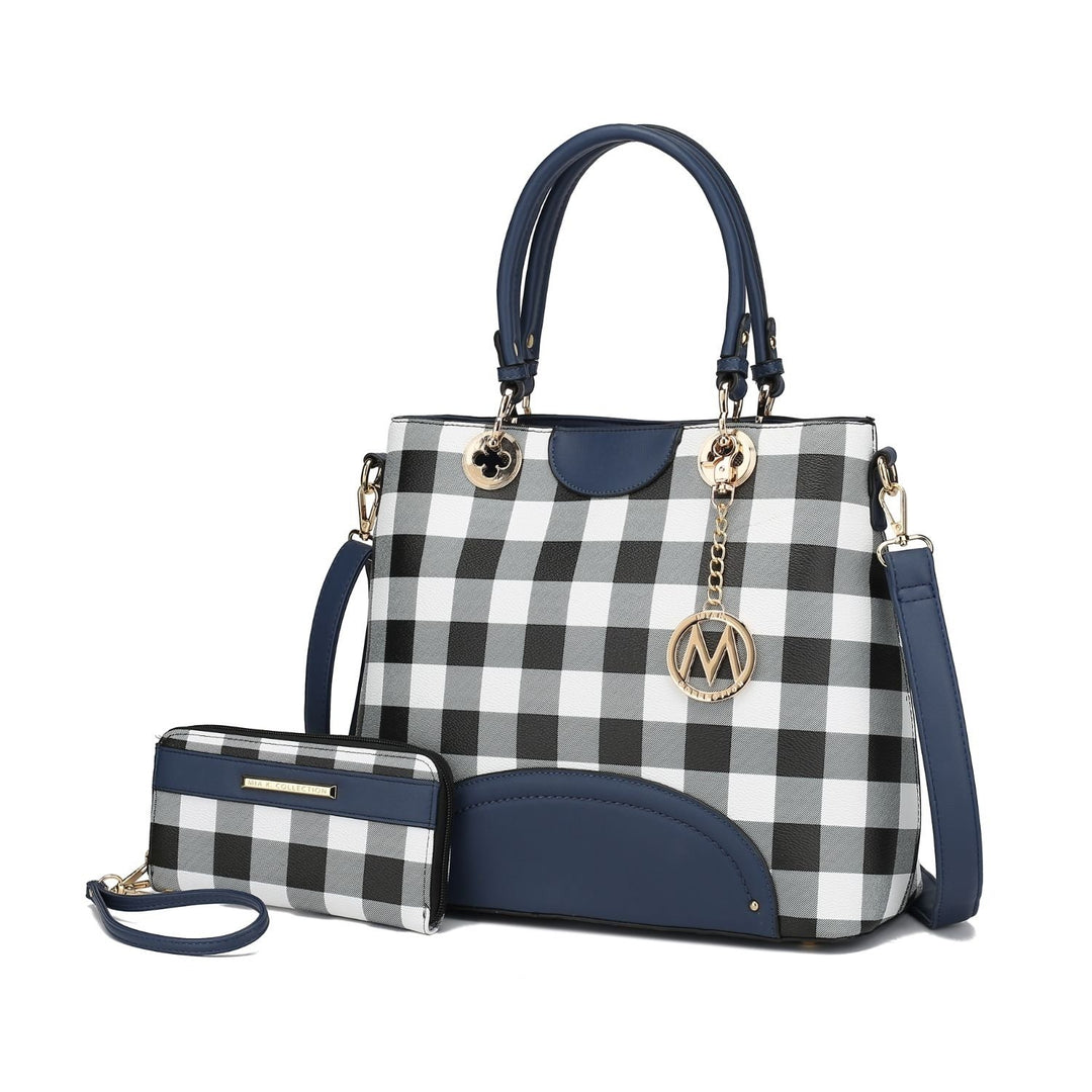 Gabriella Checkers Tote Multi-Functional Shoulder Bag Handbag Crossbody with Wallet by Mia K. Image 7