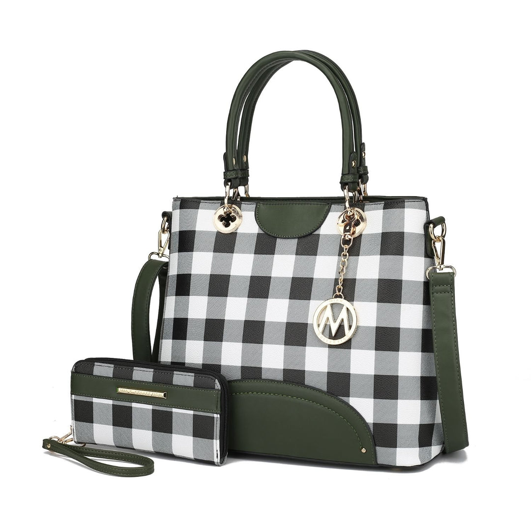 Gabriella Checkers Tote Multi-Functional Shoulder Bag Handbag Crossbody with Wallet by Mia K. Image 8