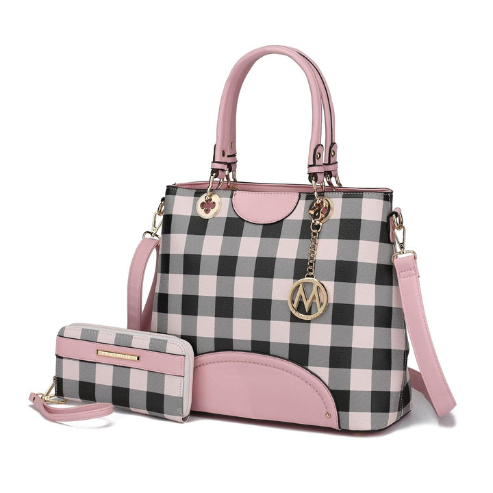 Gabriella Checkers Tote Multi-Functional Shoulder Bag Handbag Crossbody with Wallet by Mia K. Image 9