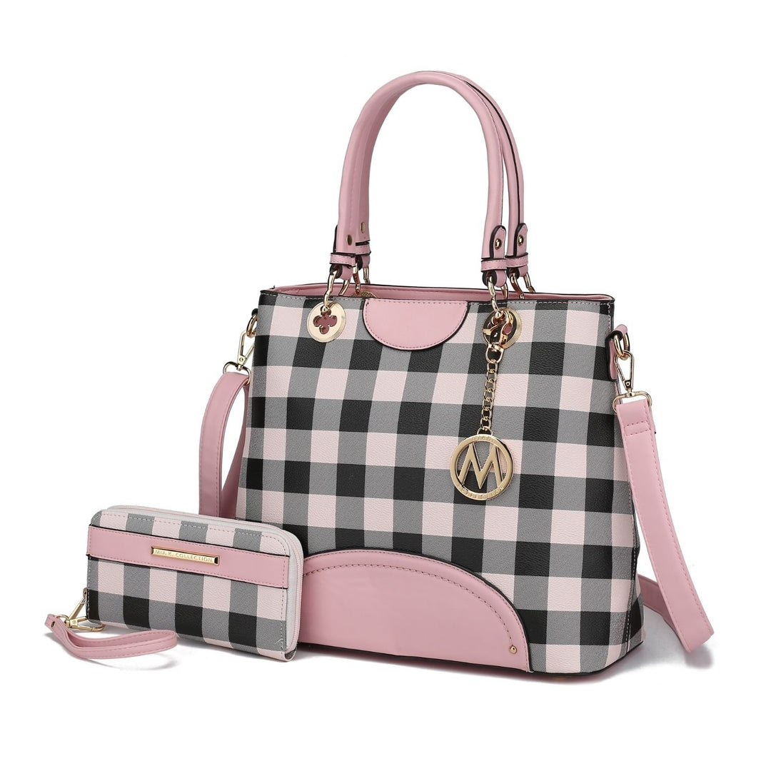 Gabriella Checkers Tote Multi-Functional Shoulder Bag Handbag Crossbody with Wallet by Mia K. Image 1