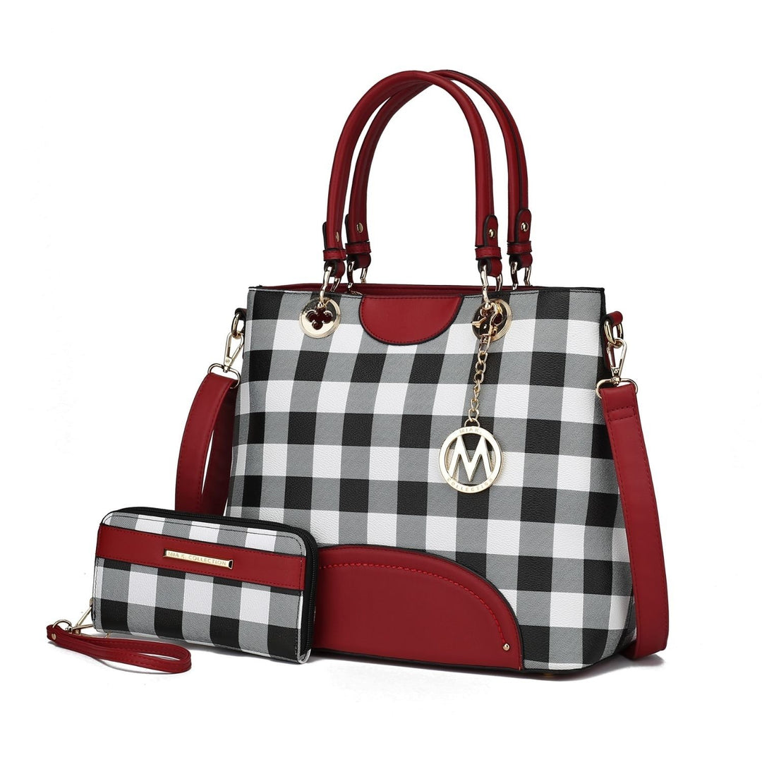 Gabriella Checkers Tote Multi-Functional Shoulder Bag Handbag Crossbody with Wallet by Mia K. Image 10