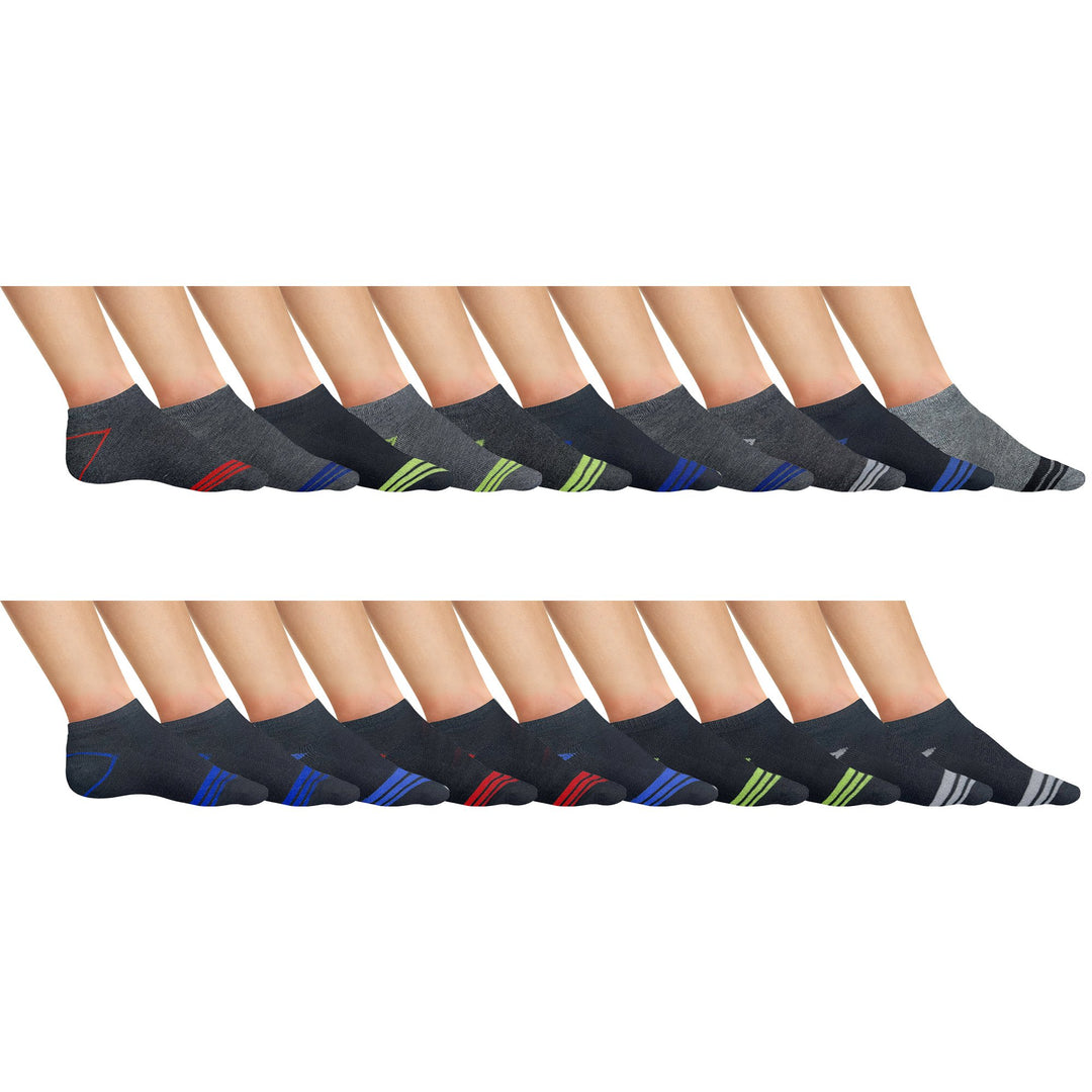 Mens Active Low-Cut Ankle Socks 20 or 40 Pairs Moisture Wicking Cushioned Comfort Image 3