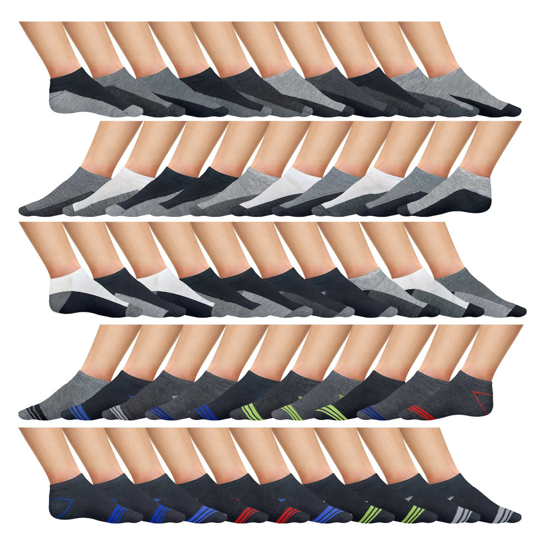 Mens Active Low-Cut Ankle Socks 20 or 40 Pairs Moisture Wicking Cushioned Comfort Image 1