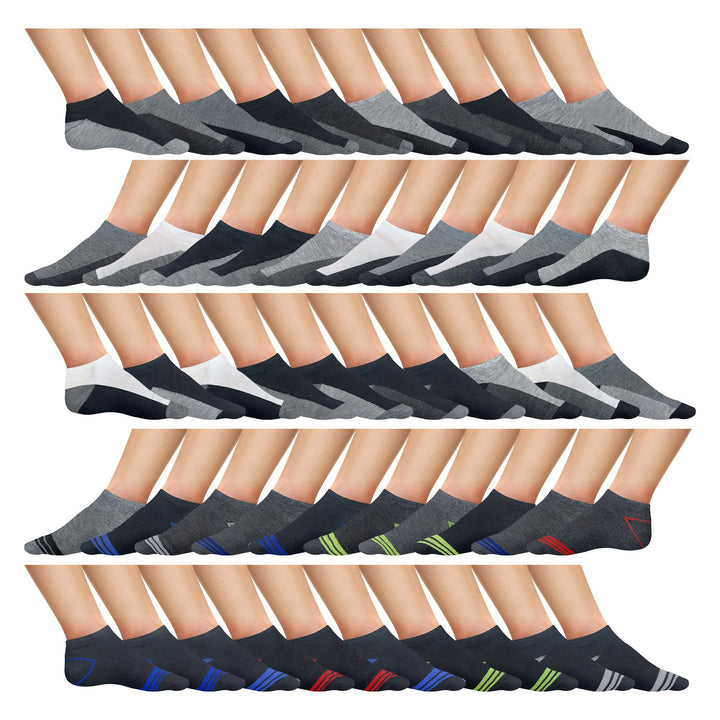 Mens Active Low-Cut Ankle Socks 20 or 40 Pairs Moisture Wicking Cushioned Comfort Image 1