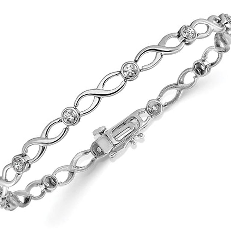 1/2 Carat (ctw) Lab-Grown Diamond Infinity Bracelet in 14K White Gold Image 1
