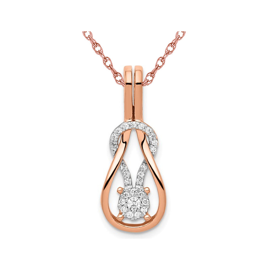1/7 Carat (ctw H-II1-I2) Lab-Grown Diamond Knot Slide Pendant Necklace in 14K Rose Gold with Chain Image 1