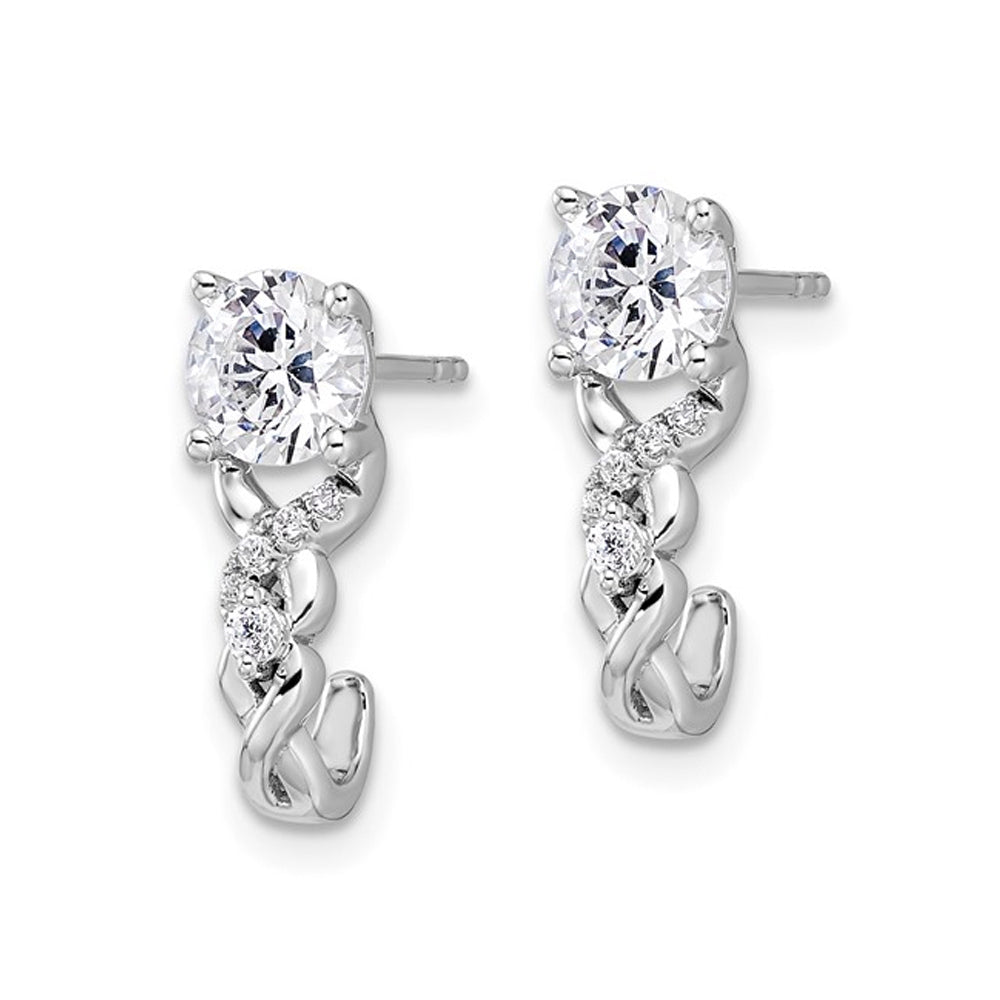 1.00 Carat (ctw) Lab-Grown Diamond J-Hoop Earrings in 14K White Gold Image 3