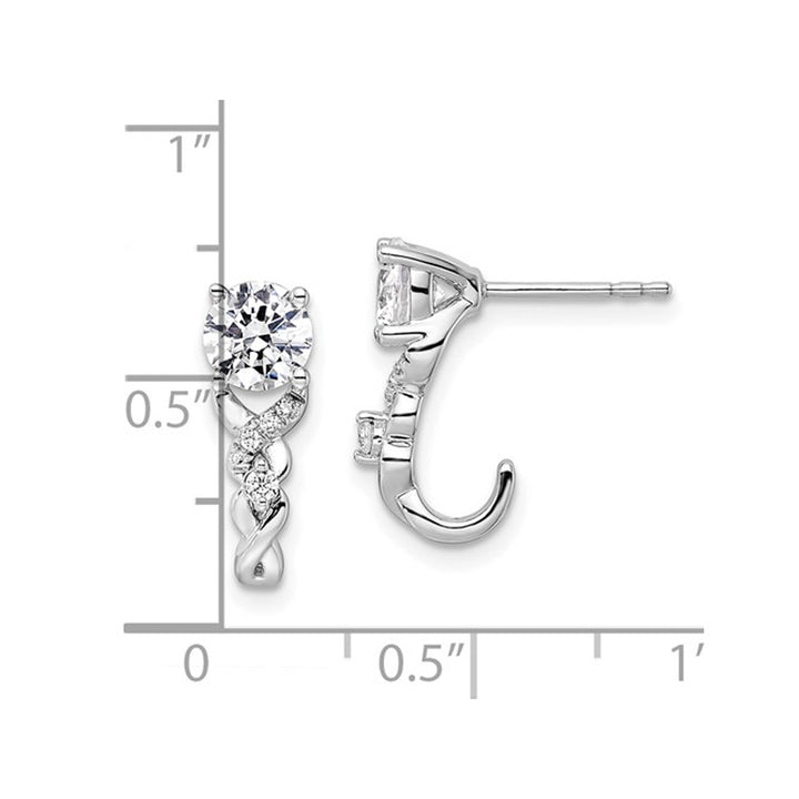 1.00 Carat (ctw) Lab-Grown Diamond J-Hoop Earrings in 14K White Gold Image 4