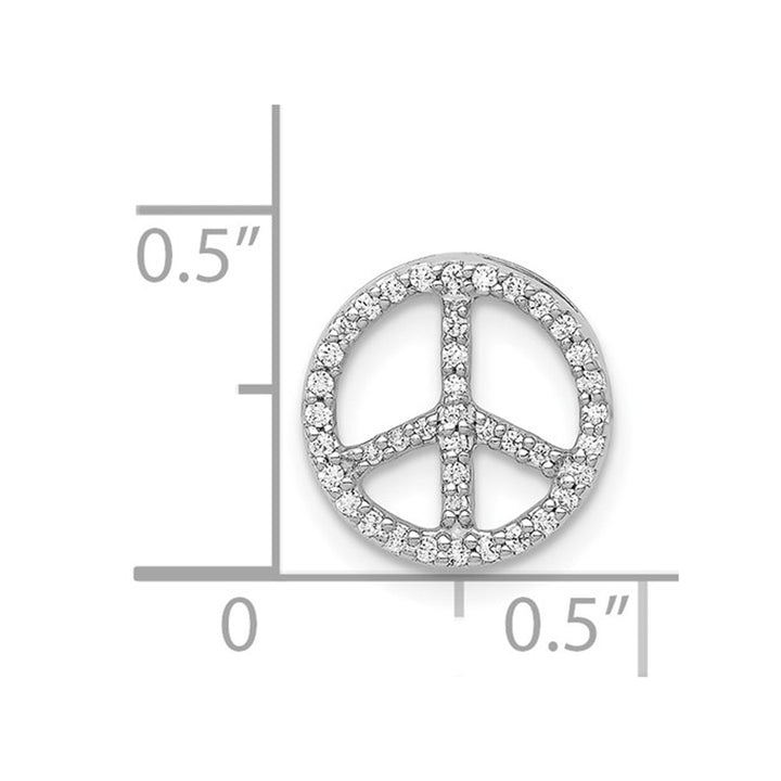 1/7 Carat (ctw) Lab-Grown Diamond Peace Sign Charm Pendant Necklace14K White Gold with Chain Image 3