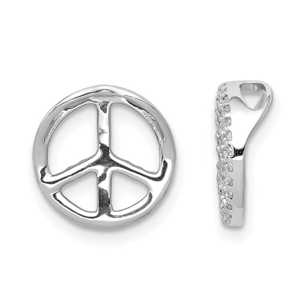 1/7 Carat (ctw) Lab-Grown Diamond Peace Sign Charm Pendant Necklace14K White Gold with Chain Image 2