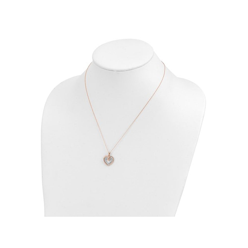 1/10 Carat (ctw) Lab-Grown Diamond Heart Necklace in 14K Rose Pink Gold with Chain Image 4