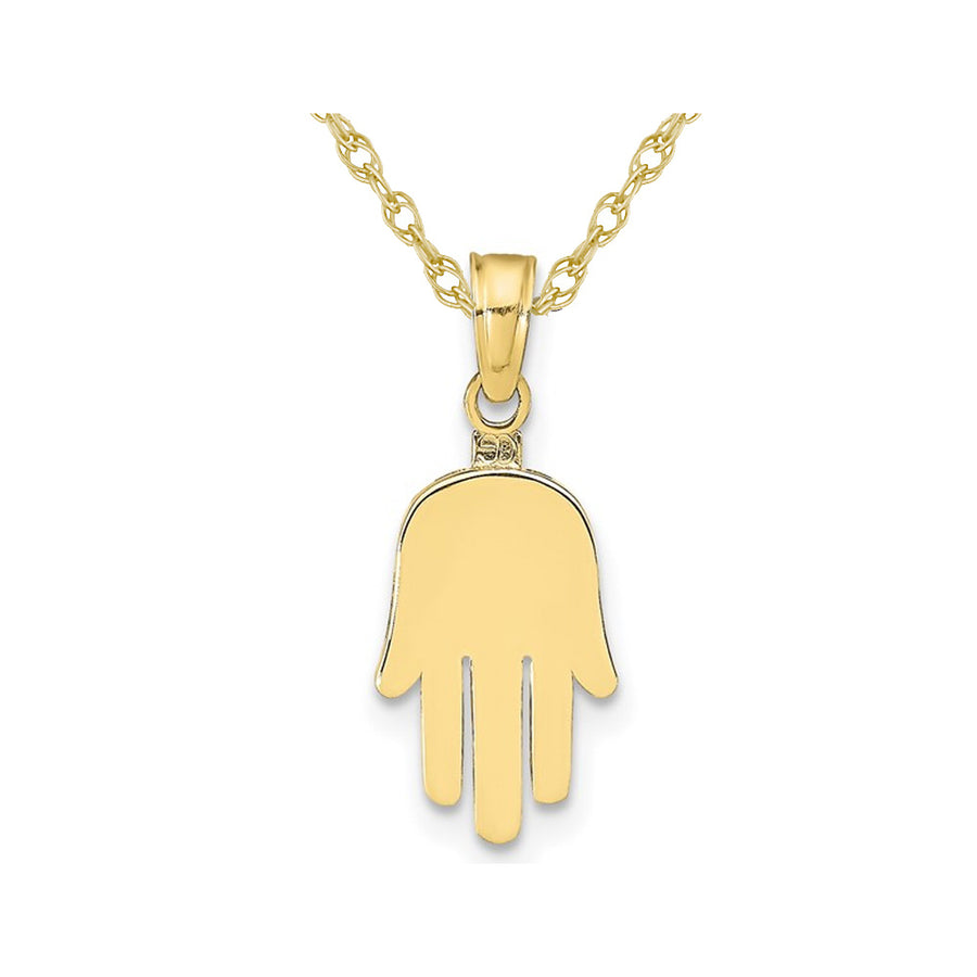 10K Yellow Gold Hamsa Charm Pendant Necklace with Chain Image 1