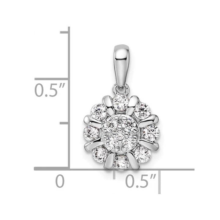 1/2 Carat (ctw) Lab-Grown Diamond Halo Necklace Pendant in 14K White Gold with Chain Image 4
