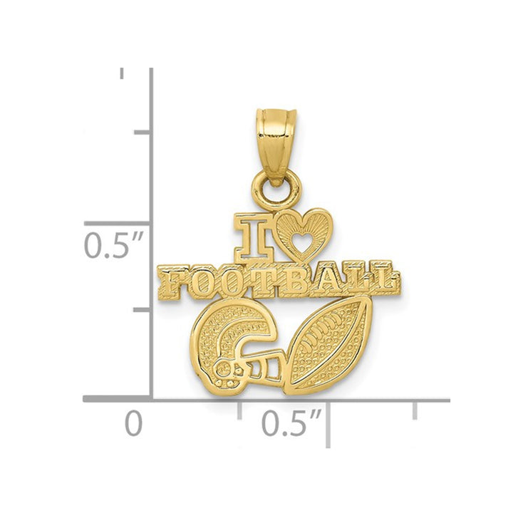 10K Yellow Gold I Love Football Charm Pendant Necklace with Chain Image 2