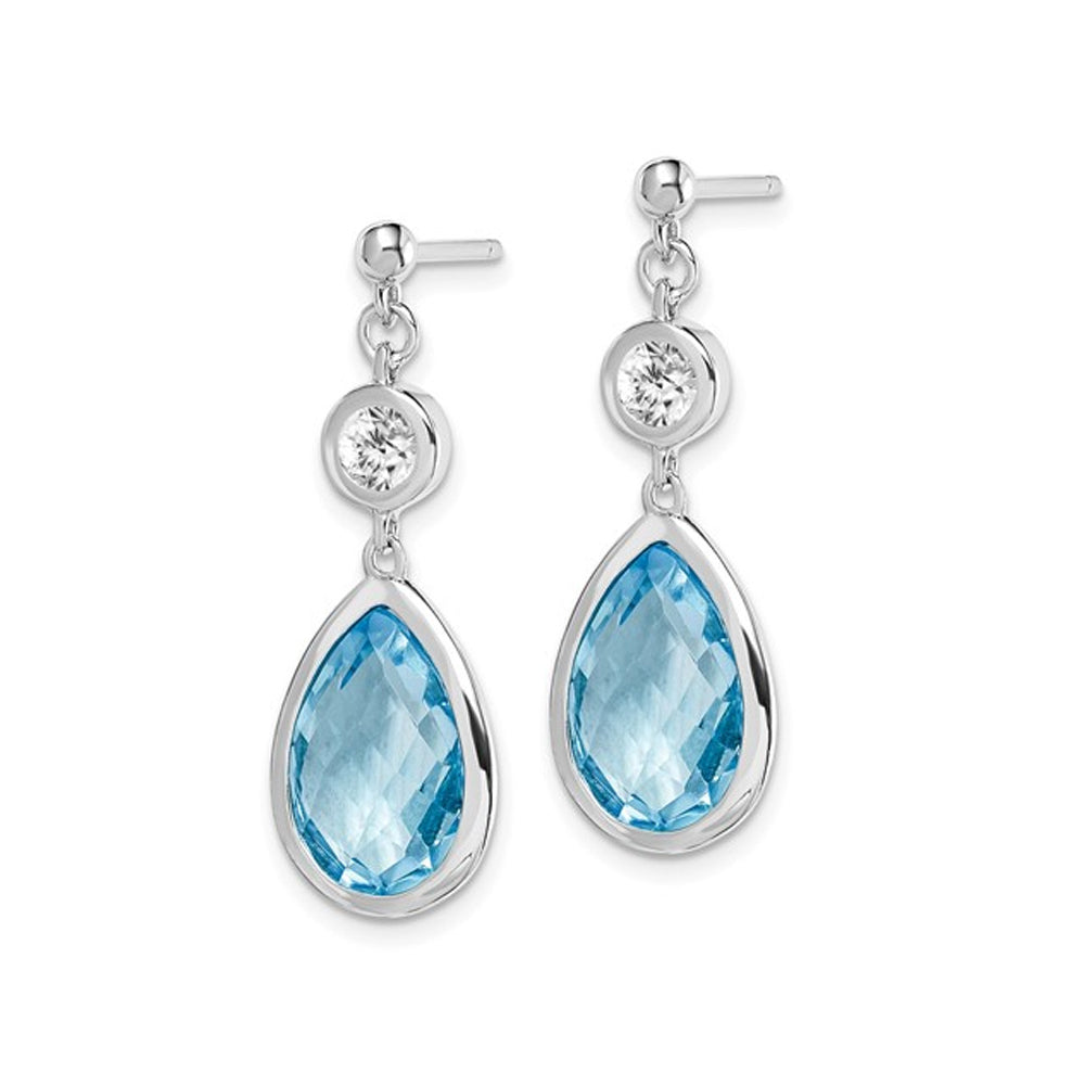 7.50 Carat (ctw) Blue and White Topaz Dangle Earrings in Sterling Silver Image 2