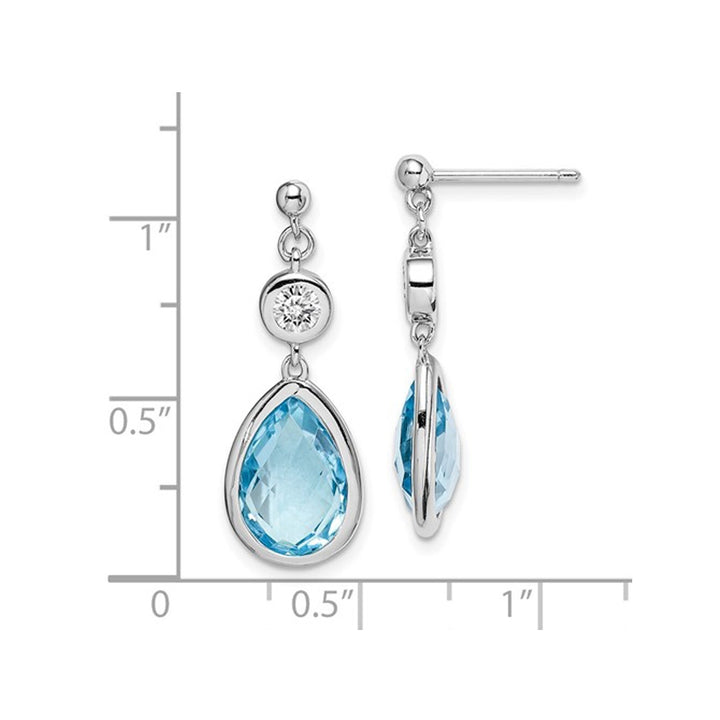 7.50 Carat (ctw) Blue and White Topaz Dangle Earrings in Sterling Silver Image 4