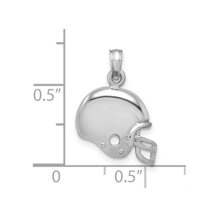 14K White Gold Football Helmet Charm Pendant Necklace with Chain Image 3