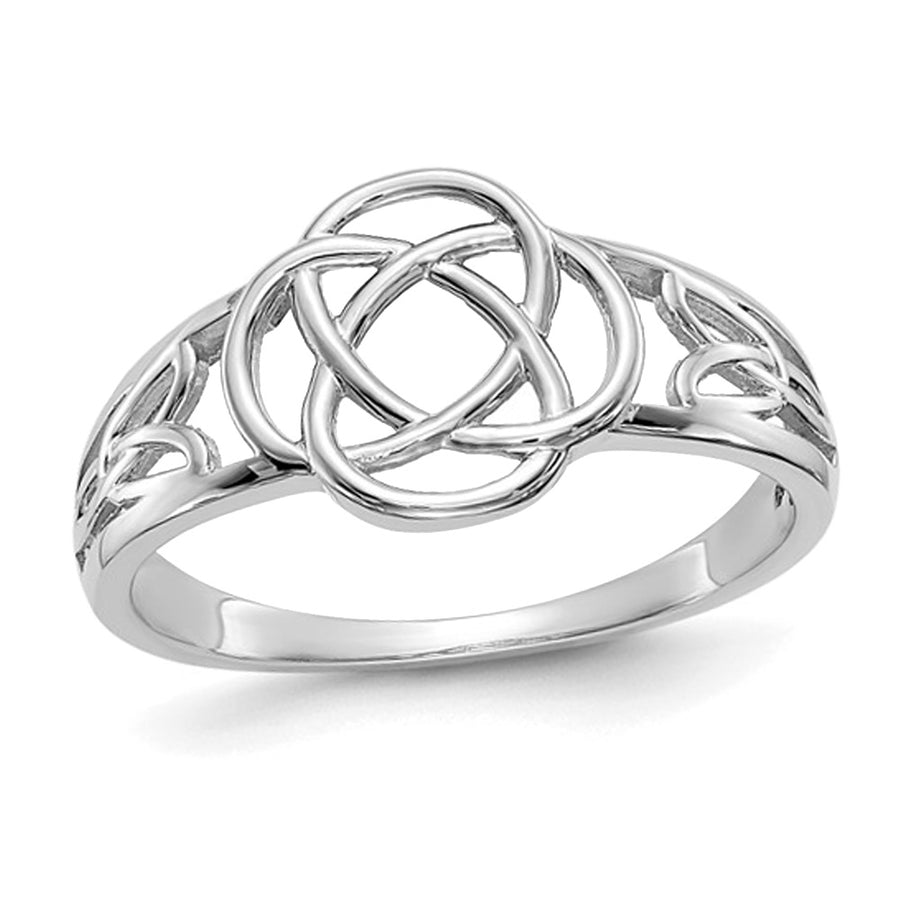 10K White Gold Celtic Knot Ring Image 1