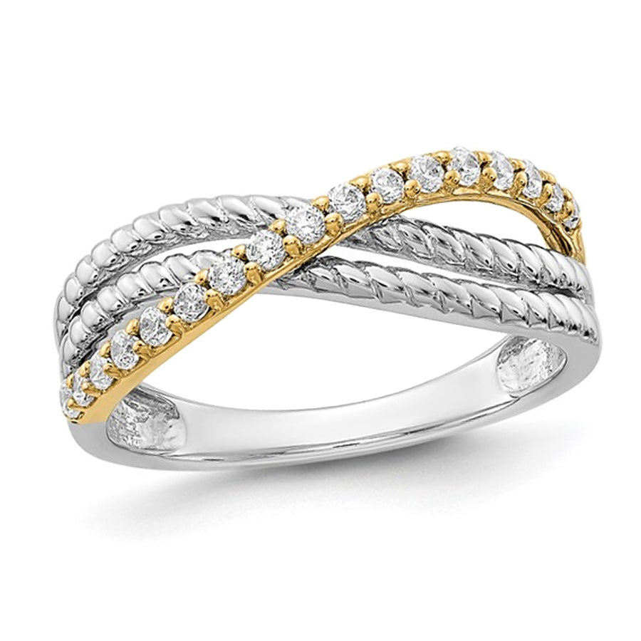 1/4 Carat (ctw) Lab-Grown Diamond Twist Ring in 14K White Gold Image 1