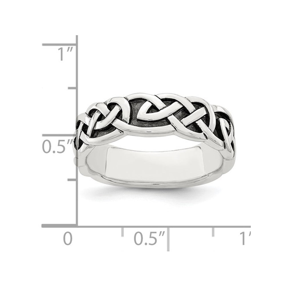 Sterling Silver Antiqued Celtic Knot Band Ring Image 2