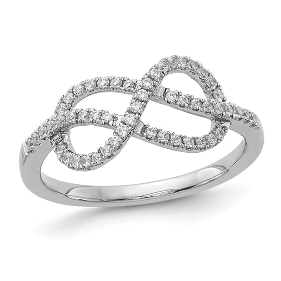 1/4 Carat (ctw) Diamond Celtic Knot Ring in 14K White Gold Image 1